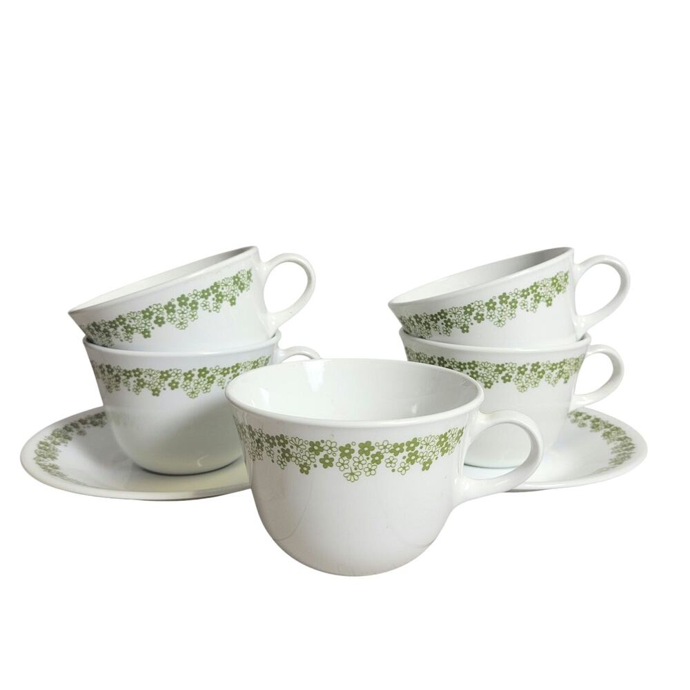 Corelle by Corning Crazy Daisy Spring Blossom Coffee Tea Cups and Saucers 7 Pc.